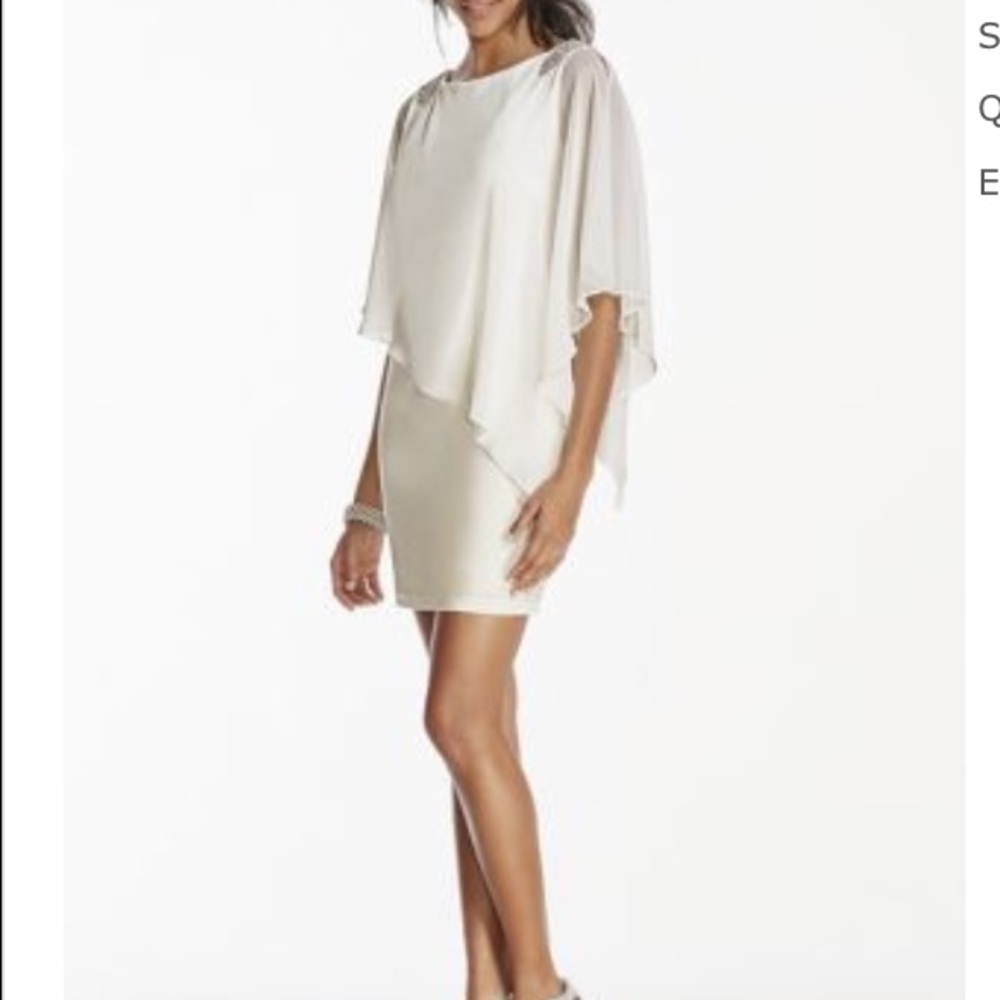 Ivory Short Dress with Chiffon Caplet Overlay